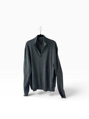 Bloomingdale's 100% Cashmere Men's Quarter-Zip Gray Sweater Quiet Luxury Sz XL